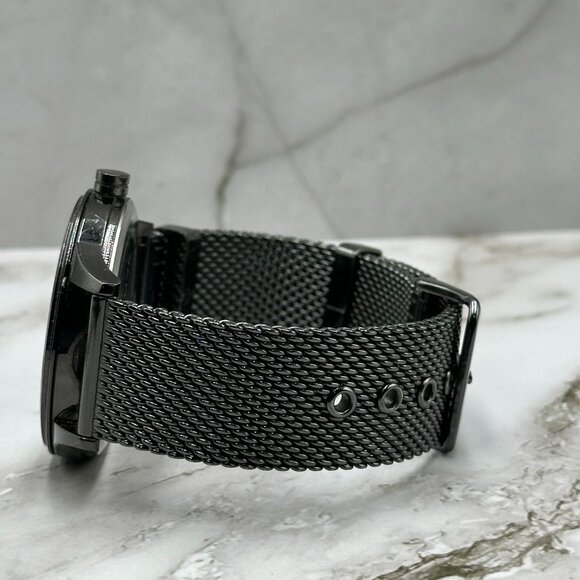 Van Heusen Watch Men Gunmetal Tone Blue Dial 44MM Mesh Band New Battery 10" - Picture 10 of 14